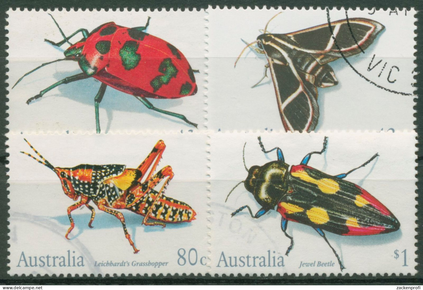 Australien 1991 Insekten Käfer Schwärmer 1244/47 Gestempelt - Gebraucht