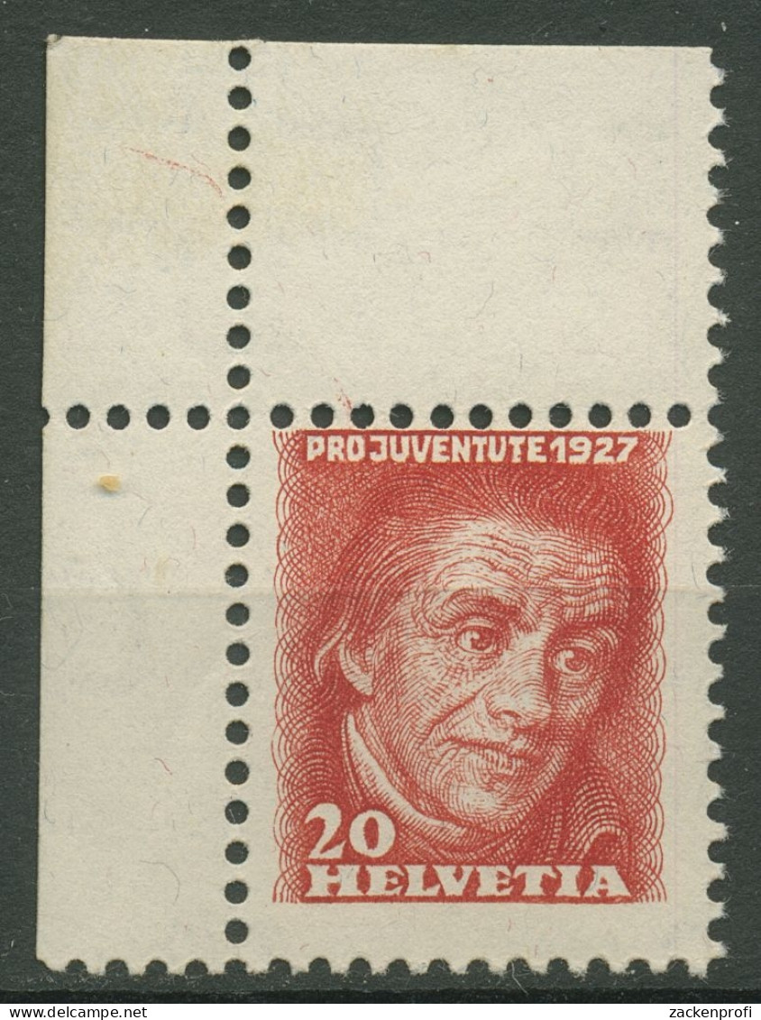 Schweiz 1927 Pro Juventute Johann Heinrich Pestalozzi 224 Ecke 1 Postfrisch - Ungebraucht