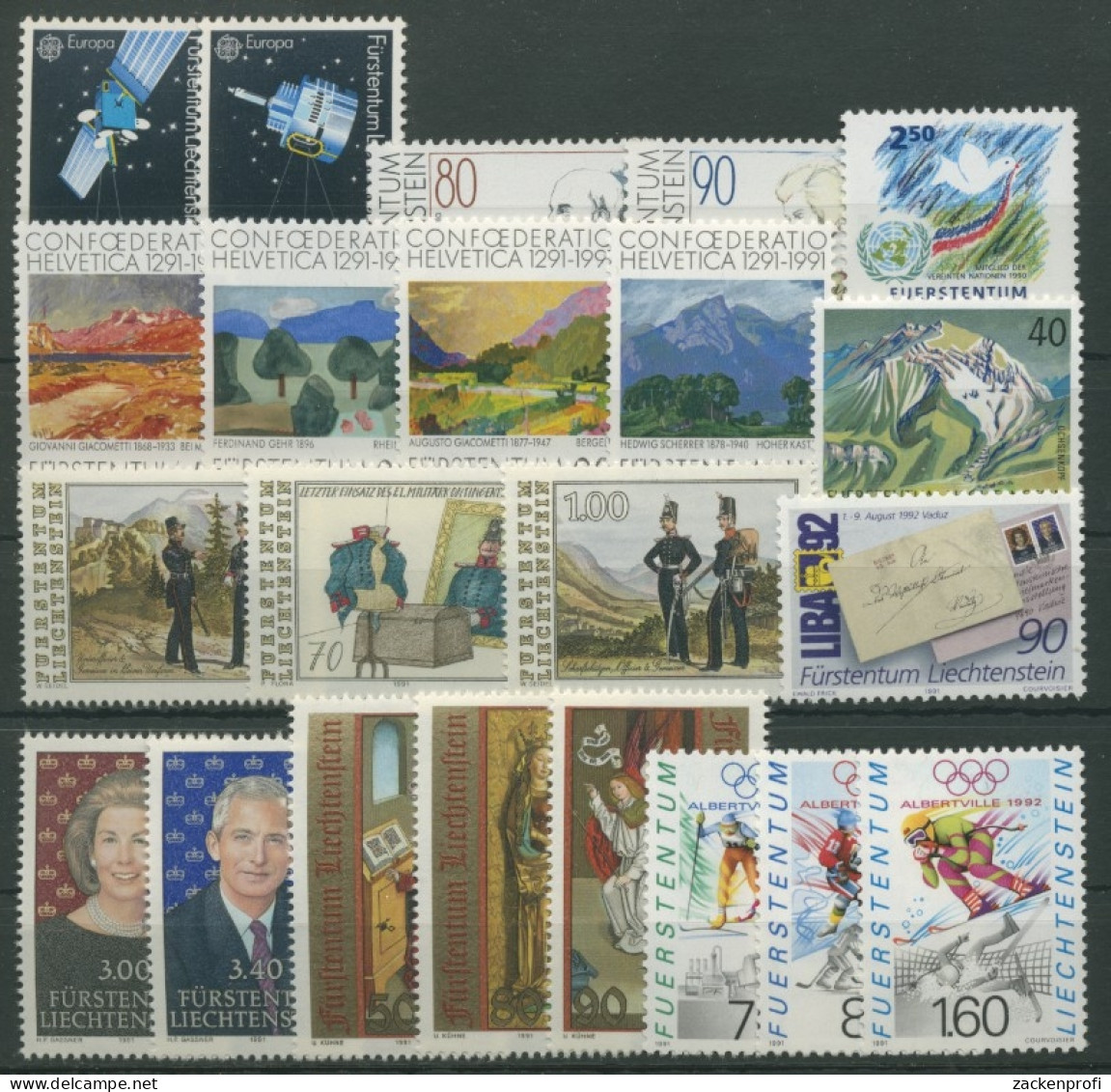 Liechtenstein Jahrgang 1991 Komplett Postfrisch (G14551) - Neufs