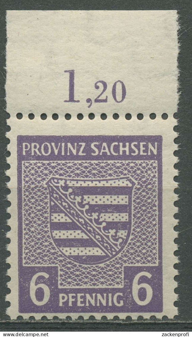 SBZ Provinz Sachsen 1945 Wappen Dunkelgrauviolett 76 Y C OR Postfrisch Geprüft - Sonstige & Ohne Zuordnung