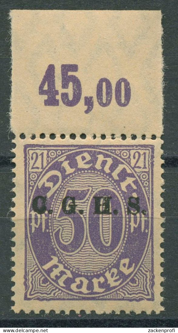 Oberschlesien Dienstmarke 1920 Mit Platten-Oberrand D 6 POR Postfrisch - Sonstige & Ohne Zuordnung