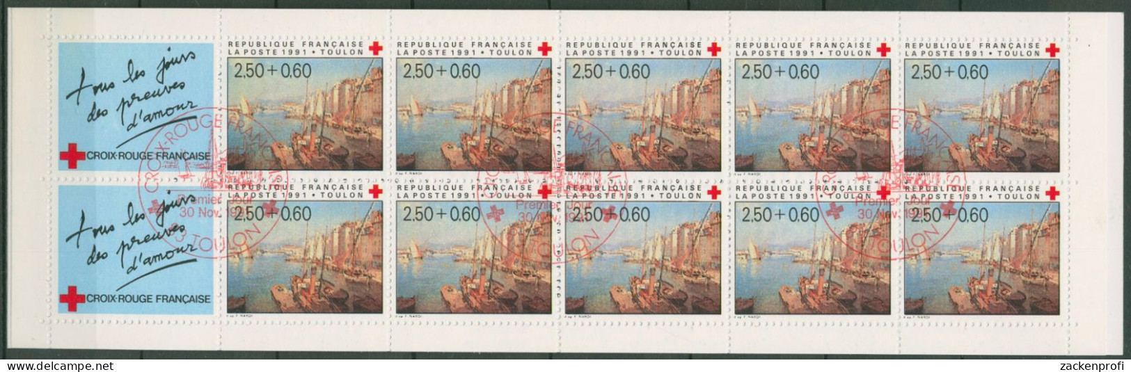 Frankreich 1991 Rotes Kreuz Hafen Toulon Markenheftchen 26 Gestempelt (C99682) - Croix Rouge