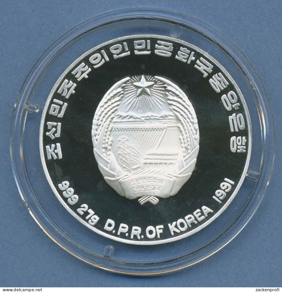 Korea Nord 500 Won 1991 Olympia Volleyball, Silber, KM 63 PP In Kapsel (m4642) - Korea (Nord-)
