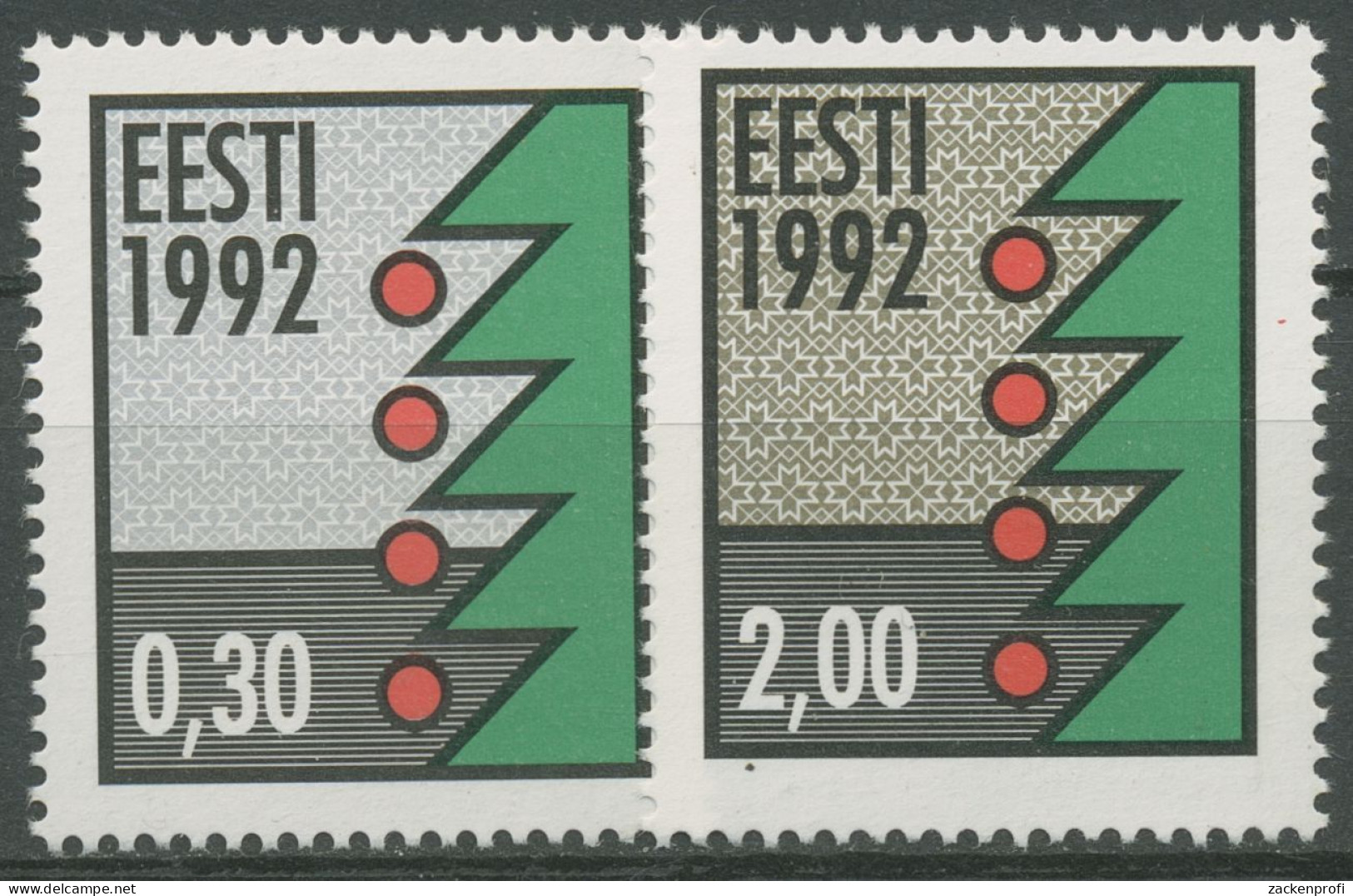 Estland 1992 Weihnachten Weihnachtsbaum 195/96 X Postfrisch - Estonia