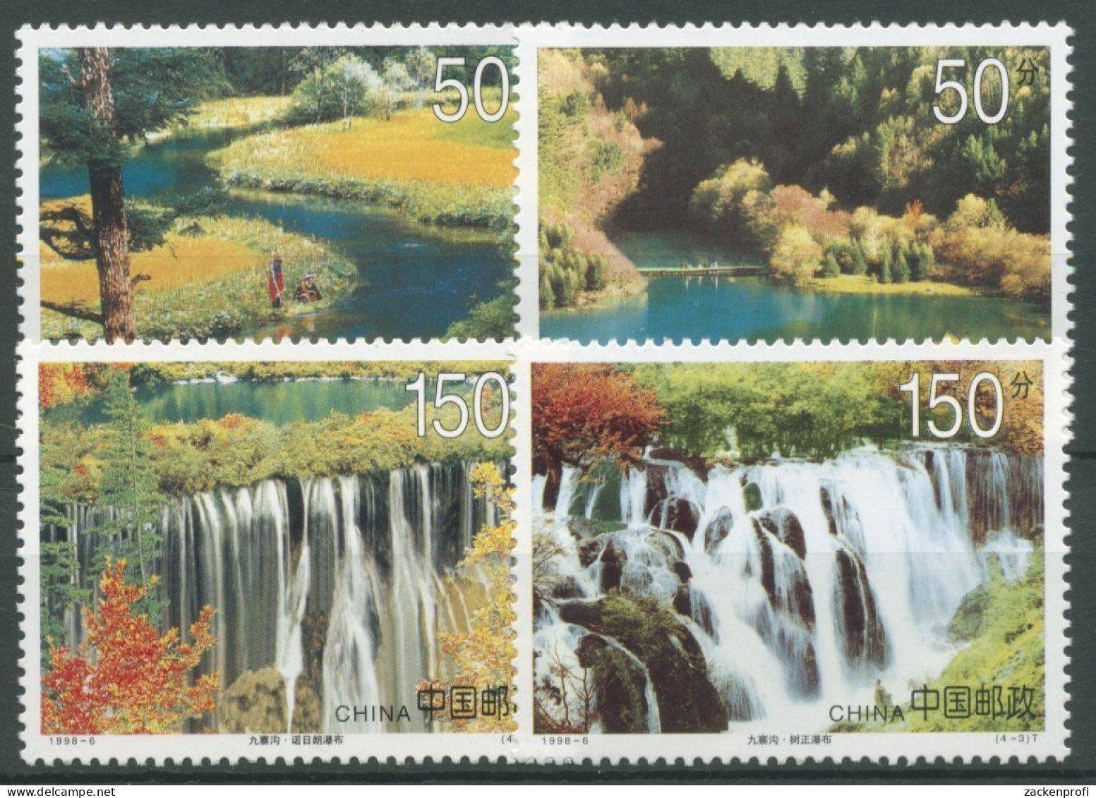 China 1998 UNESCO-Welterbe Jiuzhaigou-Tal Wasserfall See 2897/00 Postfrisch - Neufs