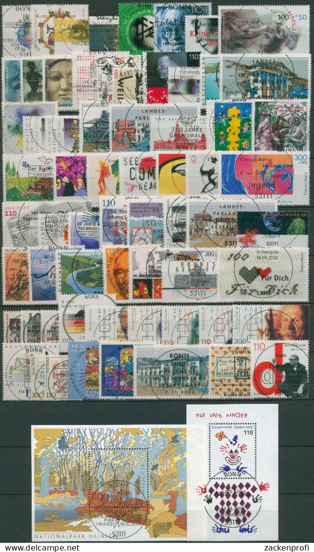 Bund 2000 Jahrgang Komplett Ohne Selbstklebende Mit TOP- ESST (SG61269) - Used Stamps