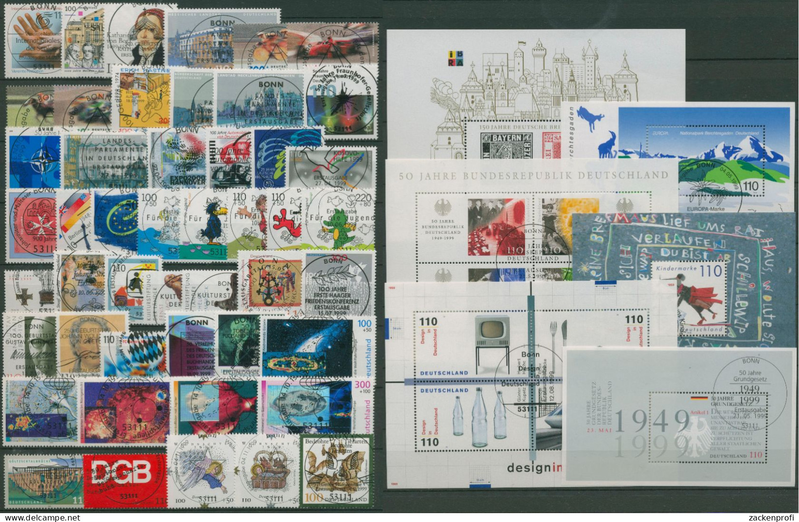 Bund 1999 Jahrgang Komplett Ohne Selbstklebende Mit TOP- ESST (SG61268) - Used Stamps