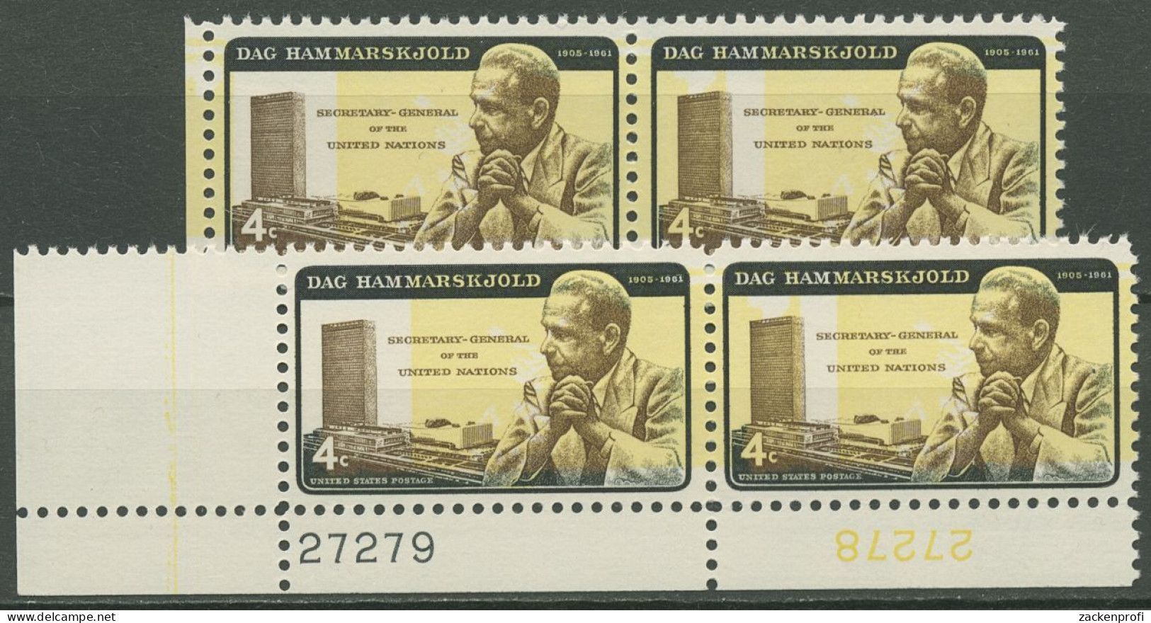 USA 1962 Dag Hammarskjöld 833 II Typenpaare B/a Und C/a Pl.-Nr. Postfrisch - Nuevos