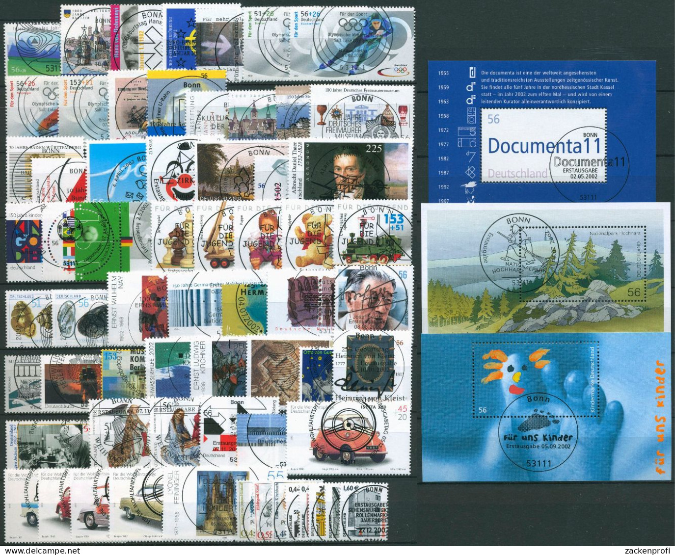 Bund 2002 Kompletter Jahrgang Ohne Selbstklebende Mit TOP- ESST (SG61271) - Used Stamps
