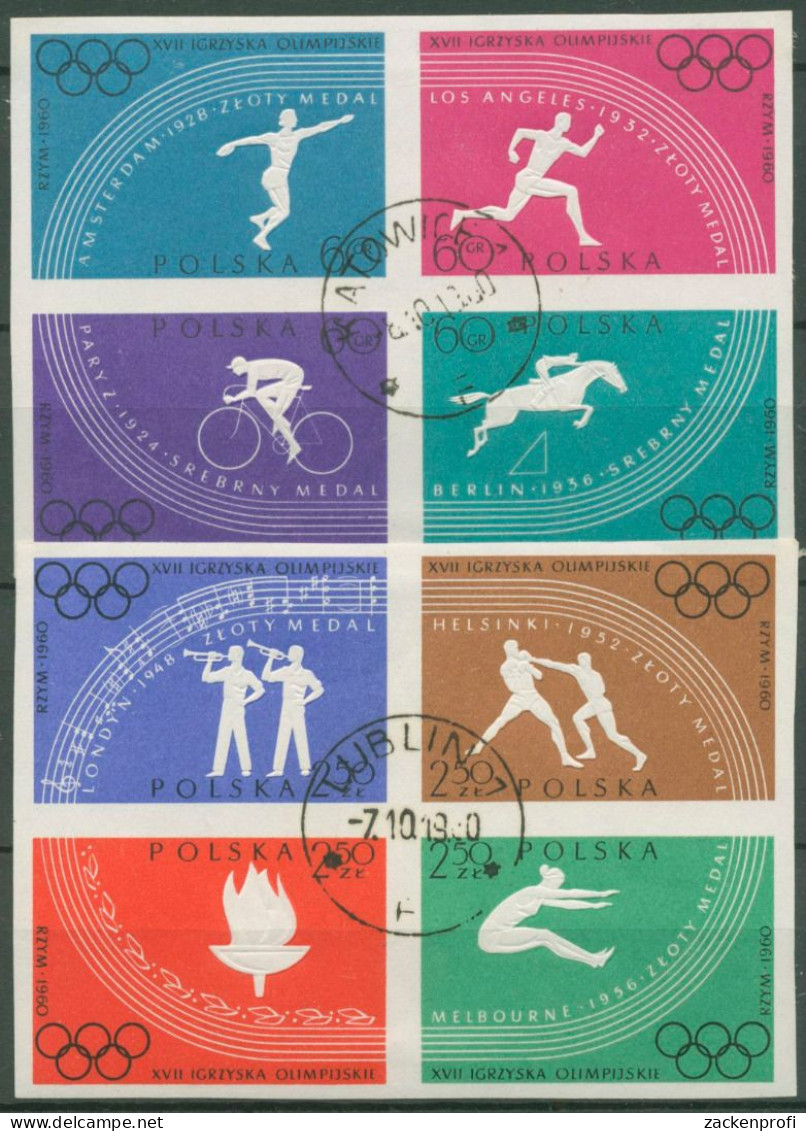 Polen 1960 Olympia Sommerspiele Rom 1166/73 B ZD Gestempelt - Oblitérés