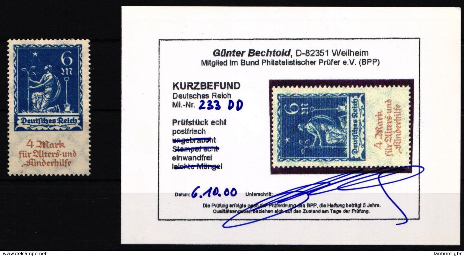 Deutsches Reich 233 DD Postfrisch Doppeldruck, Kurzbefund Bechtold #NJ867 - Andere & Zonder Classificatie