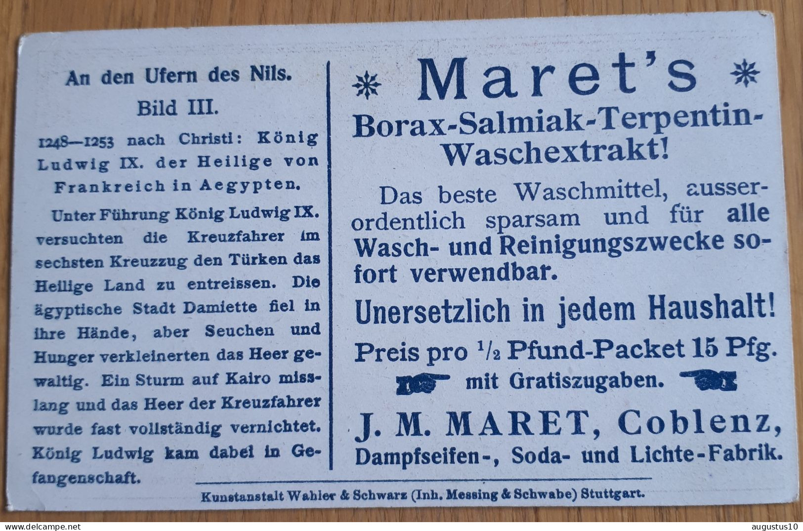 RECLAMEBILD An Den Ufern Des Nils / J.M MARET , Coblenz-+ 1880 7/11 Cm - Sonstige & Ohne Zuordnung