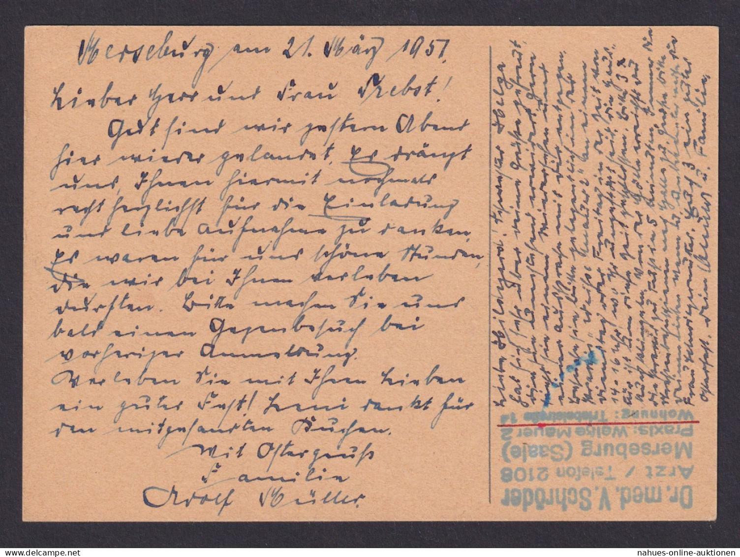 DDR Ganzsache Pieck P 48 02 Merseburg Nach Leuna 22.3.1951 - Postkaarten - Gebruikt