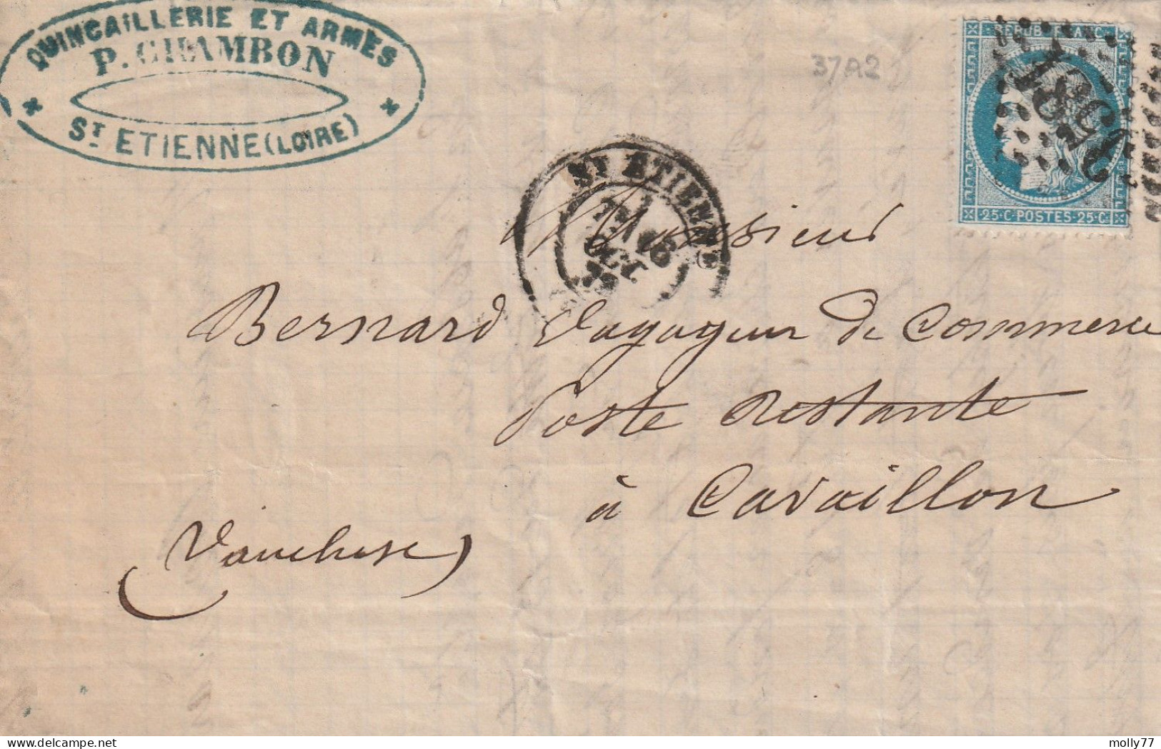 Lettre De Saint Etienne à Cavaillon LAC - 1849-1876: Periodo Classico