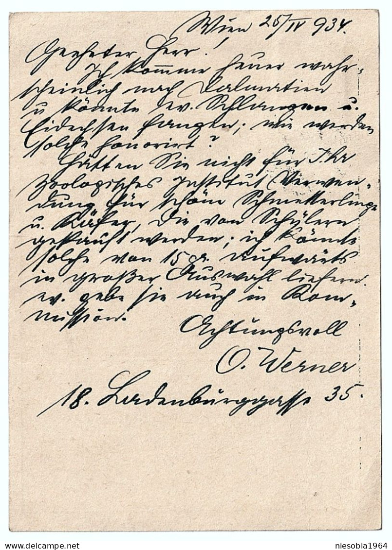 Österreich Postkarte + 2 Marke 10 Groschen & 2 Kronen, Wien 25 IV 1934 - Brieven En Documenten