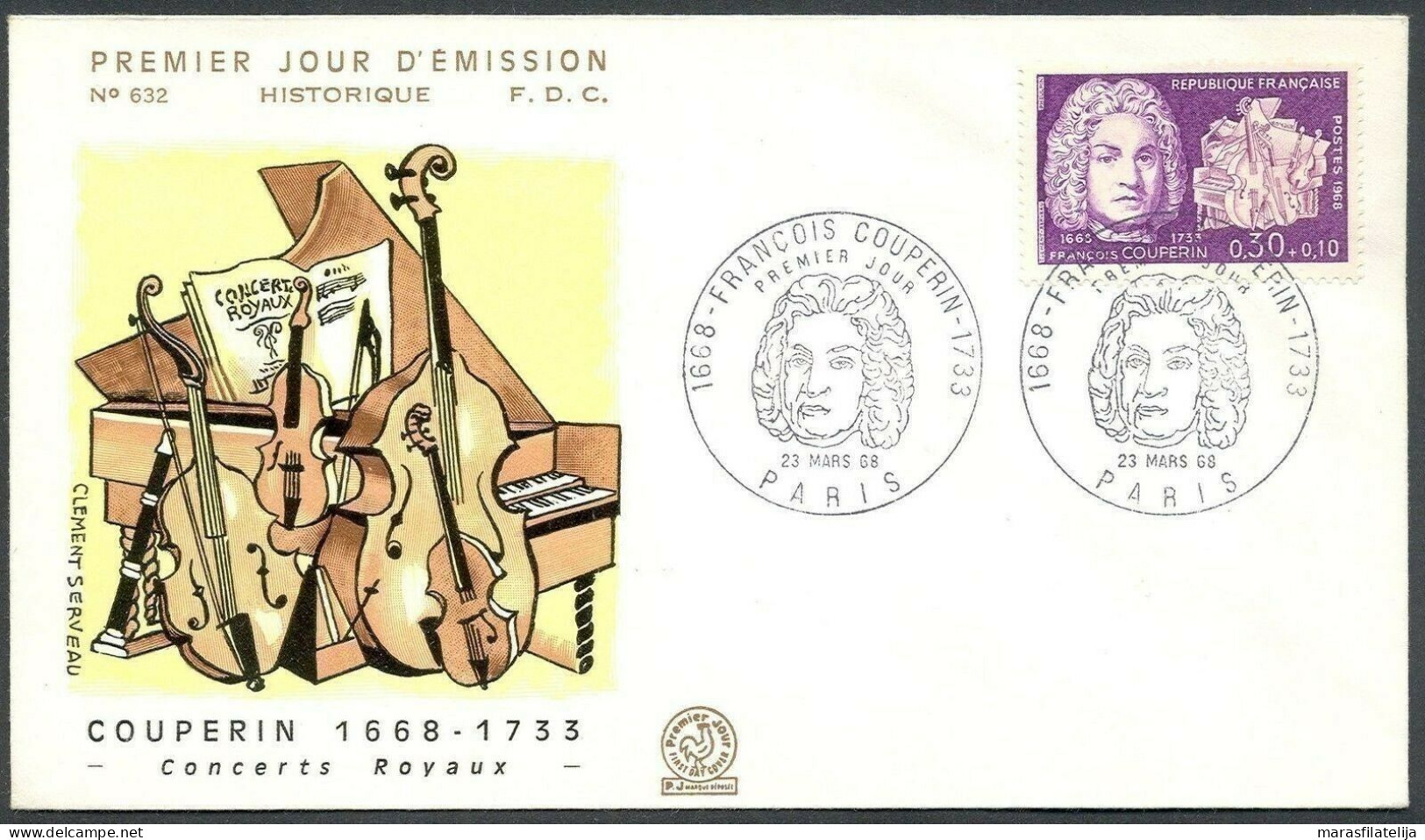 France 1968, Music, Francois Couperin, Composer & Organist, Nice FDC - Sonstige & Ohne Zuordnung