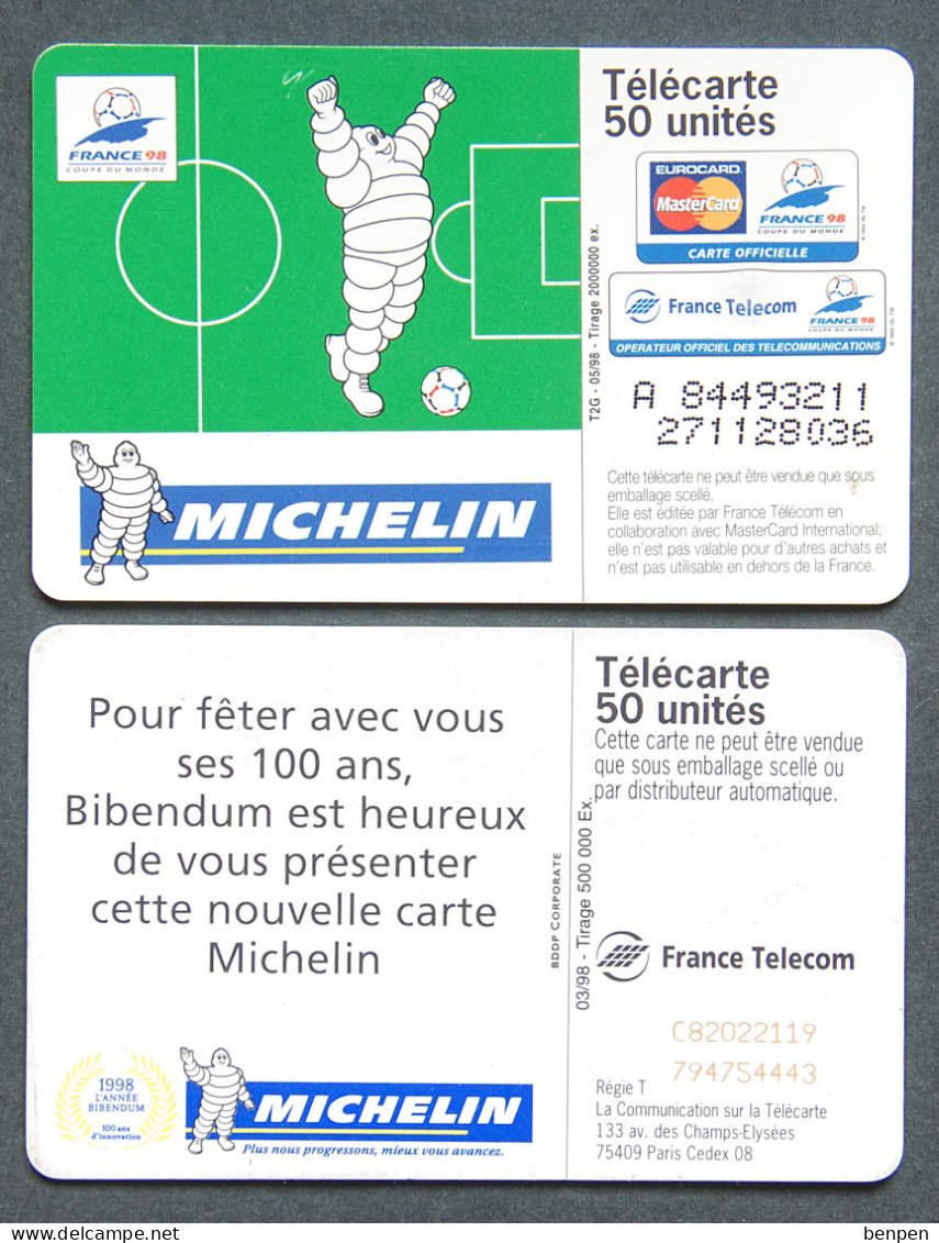 Télécartes MICHELIN 1998 100 Ans De Bibendum 50U Coupe Du Monde France 98 BDDP Corporate T2G - Zonder Classificatie