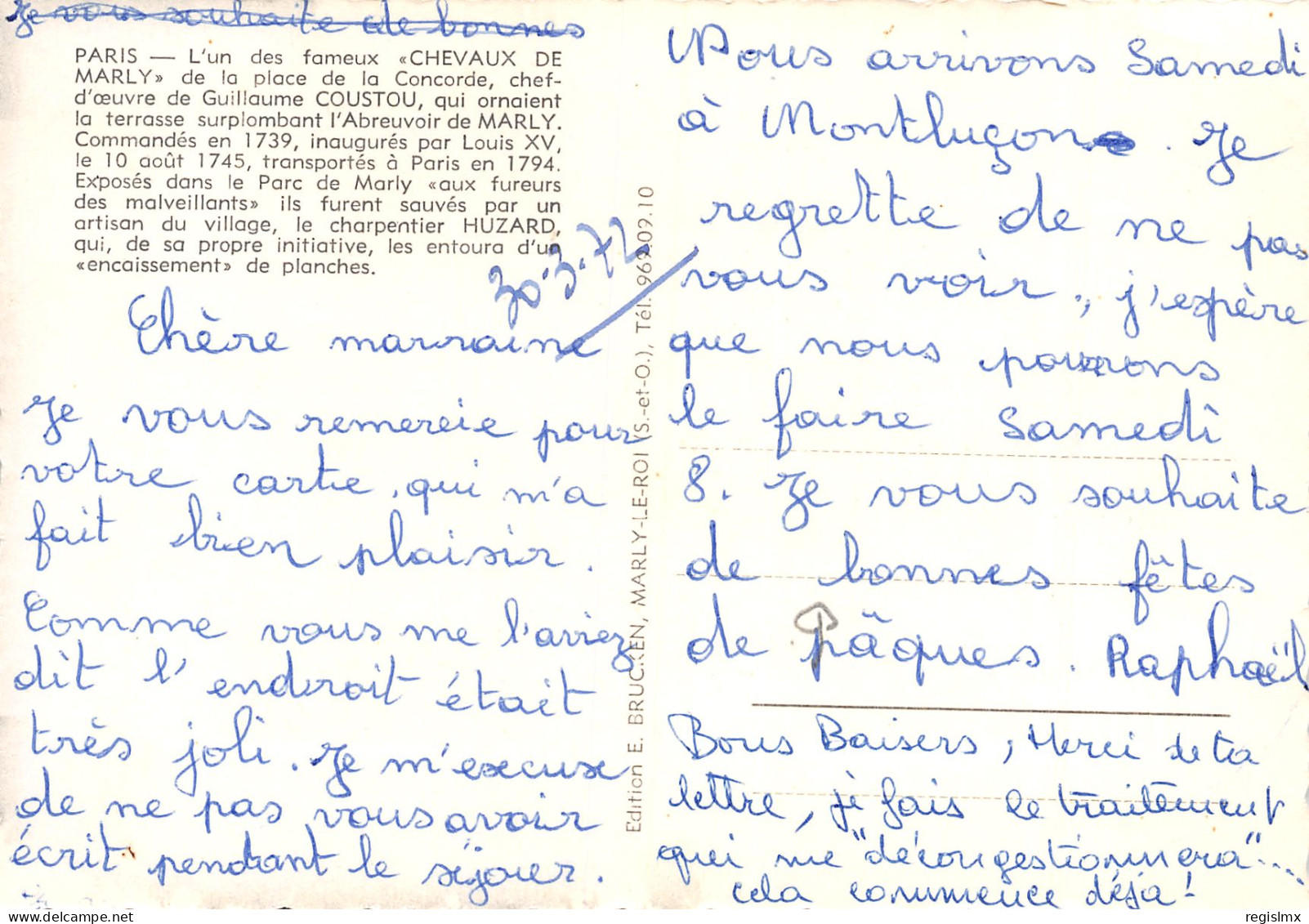 75-PARIS L UN DES FAMEUX CHEVAUX DE MARLY-N°T2548-B/0131 - Otros & Sin Clasificación