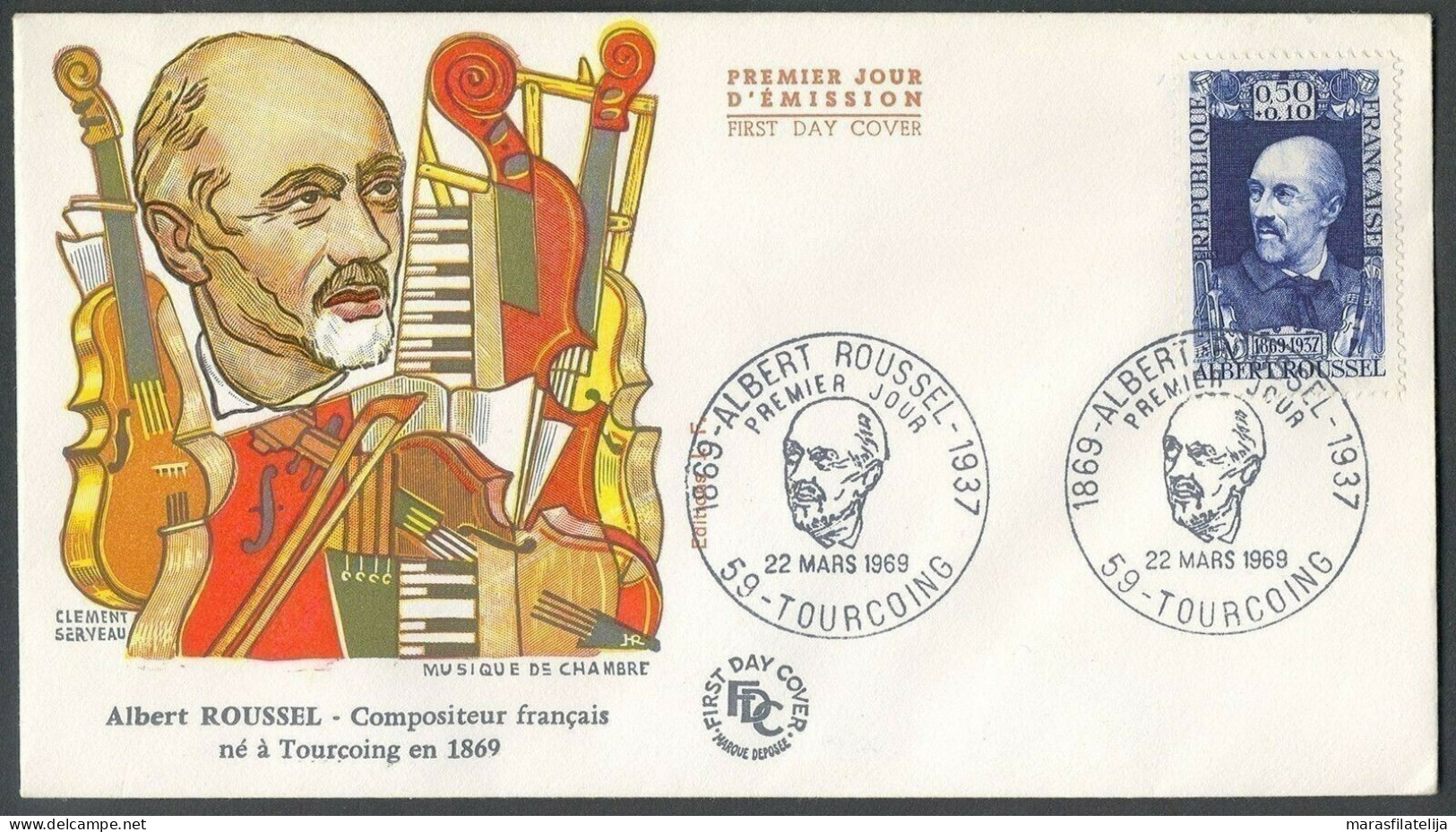 France 1969, Music, Albert Roussel, Composer, FDC - Otros & Sin Clasificación