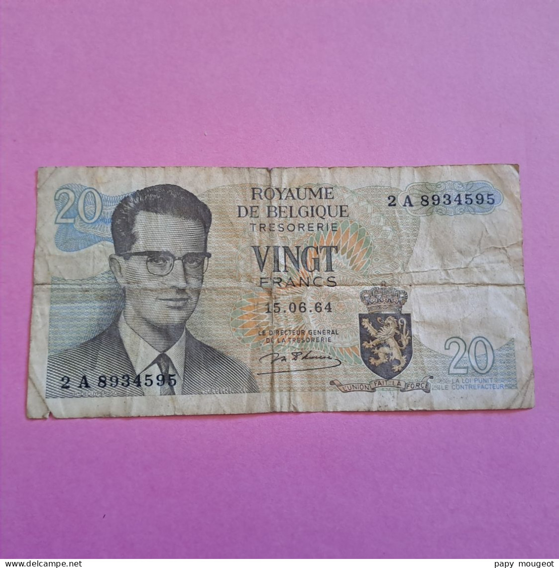 Billet Usagé De 20 Francs Trésorerie Du 15-06-1964 (état) - 20 Francos