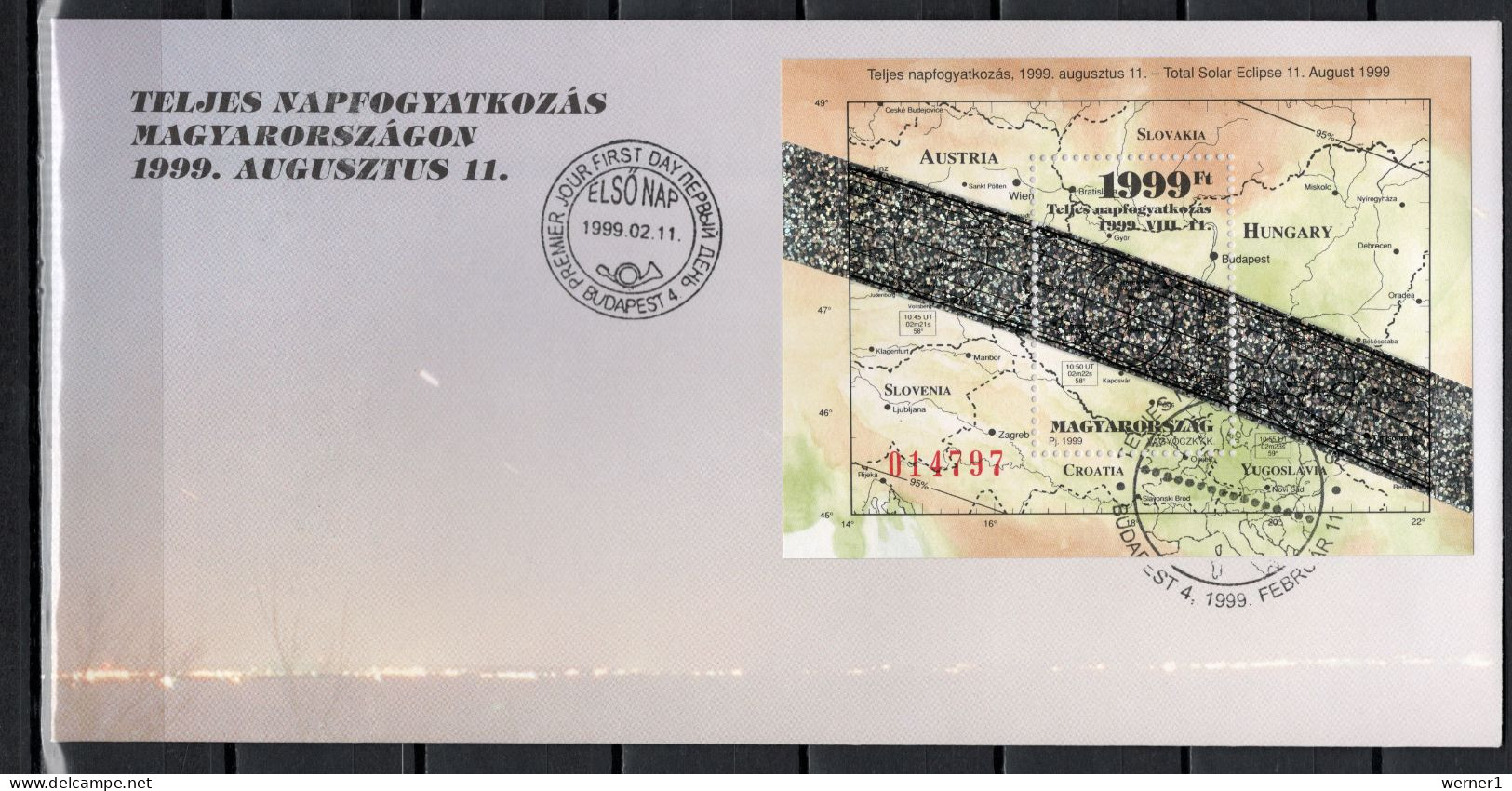 Hungary 1999 Space, Total Eclipse S/s On FDC - Europe