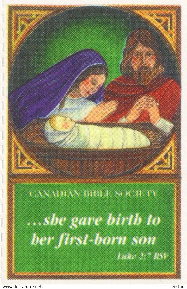 CANADA Bible Society / Christianity - Charity Label Cinderella Vignette  - Mary Joseph Jesus Three Kimgs Angel - Local, Strike, Seals & Cinderellas