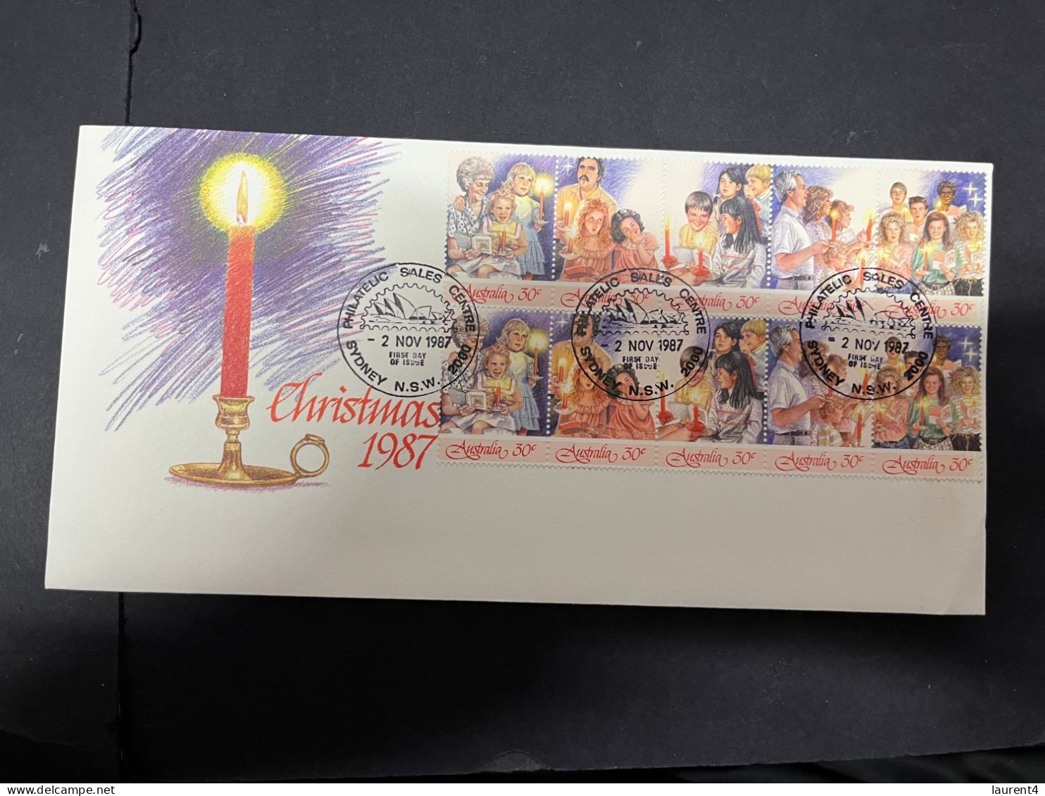 11-5-2024 (4 Z 44)  Australia FDC - 1987 - Christmas  (unusual Double Strip And P/m) - Premiers Jours (FDC)