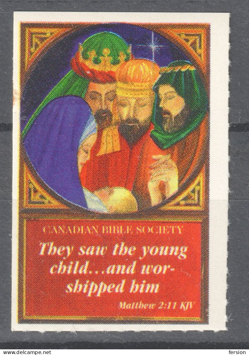 CANADA Bible Society / Christianity - Charity Label Cinderella Vignette  - Mary Joseph Jesus Three Kimgs Angel - Christendom