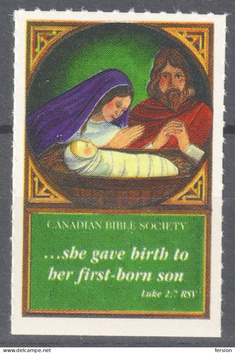 CANADA Bible Society / Christianity - Charity Label Cinderella Vignette  - Mary Joseph Jesus Three Kimgs Angel - Christendom