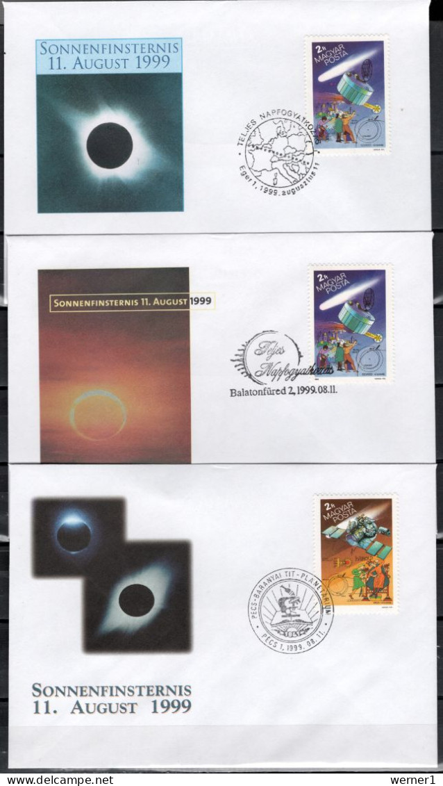 Hungary 1999 Space, Total Eclipse 9 Commemorative Covers - Europe