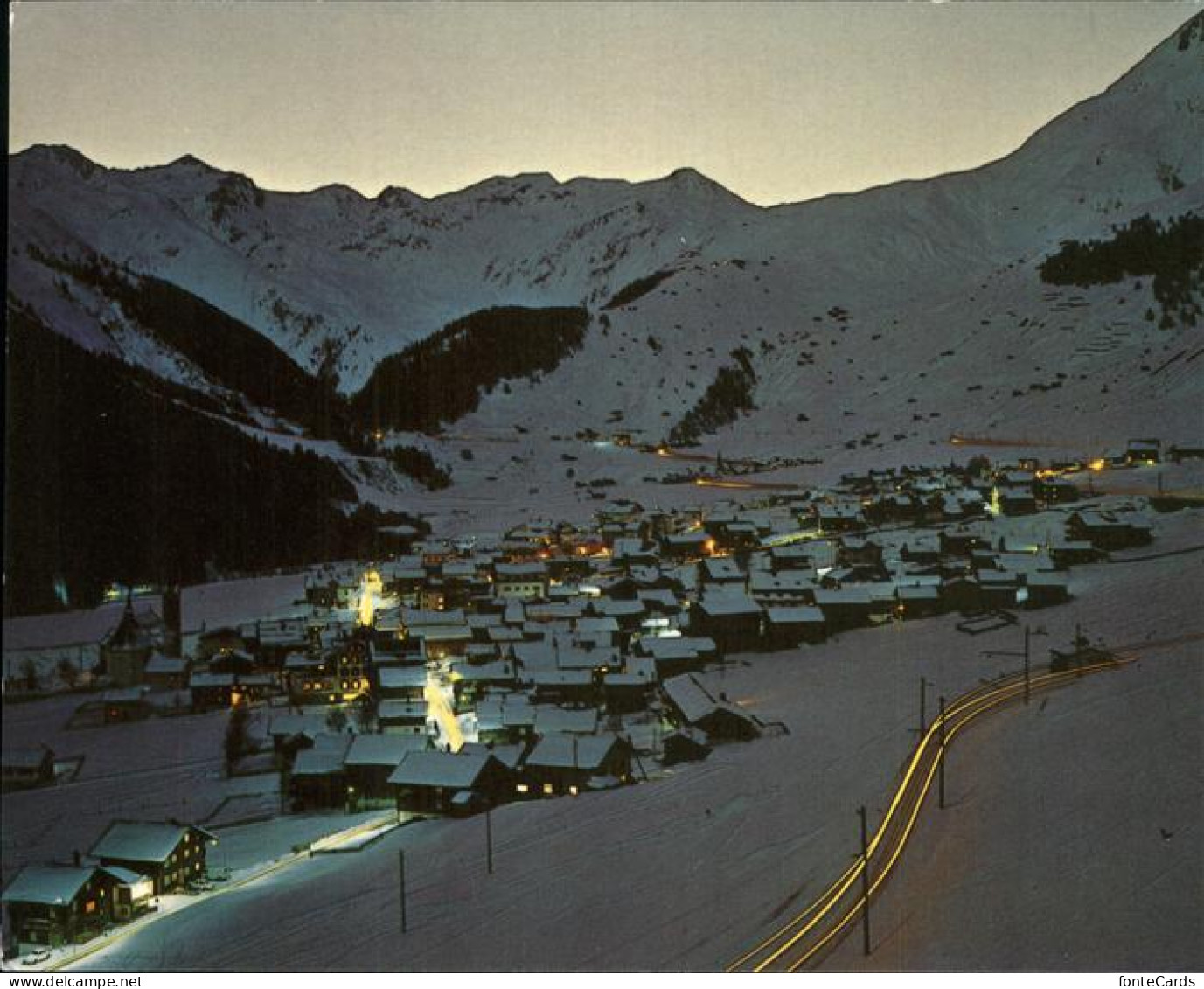 11451819 Sedrun Gesamtansicht Mit Rueras Milez Oberalp Pass Winterabend Wintersp - Other & Unclassified