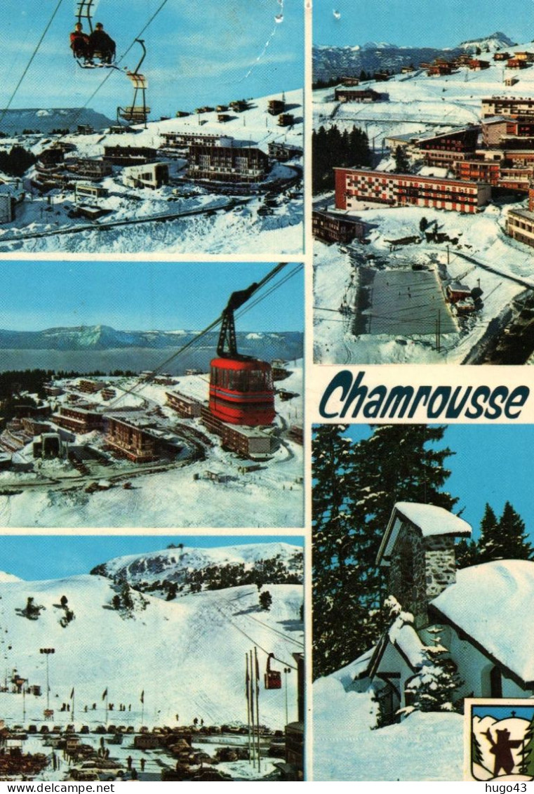 (RECTO / VERSO) CHAMROUSSE - MULTIVUES - TROUS DE PUNAISES EN HAUT - CPSM GF VOYAGEE - Chamrousse