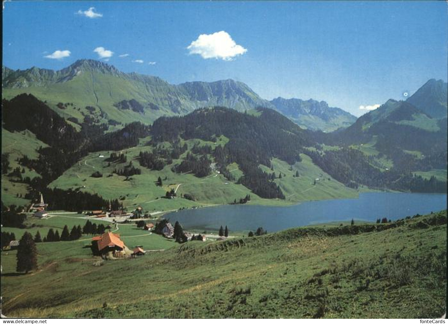 11451708 Schwarzsee Sense Panorama Mit Kaiseregg Teuschlismad Neuschelsfluehe Sp - Sonstige & Ohne Zuordnung