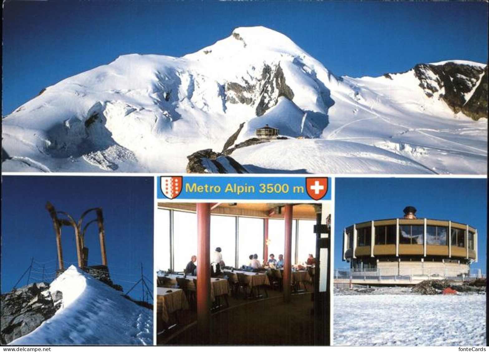 11451685 Saas-Fee Drehrestaurant Metro Alpin Allalinhorn Bergfuehrer Mahnmal Wap - Autres & Non Classés