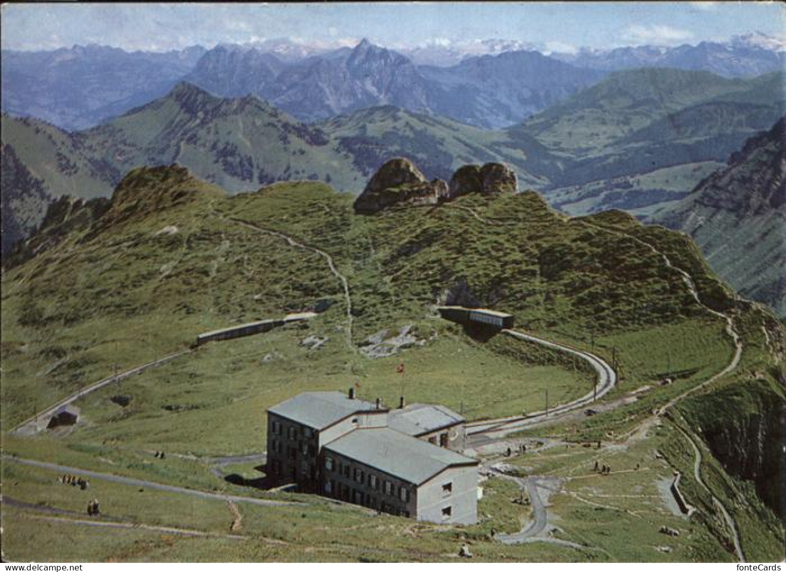 11451663 Rochers De Naye L Hotel Vue Sur Les Alpes Vaudoises Et Bernoises Bergba - Sonstige & Ohne Zuordnung