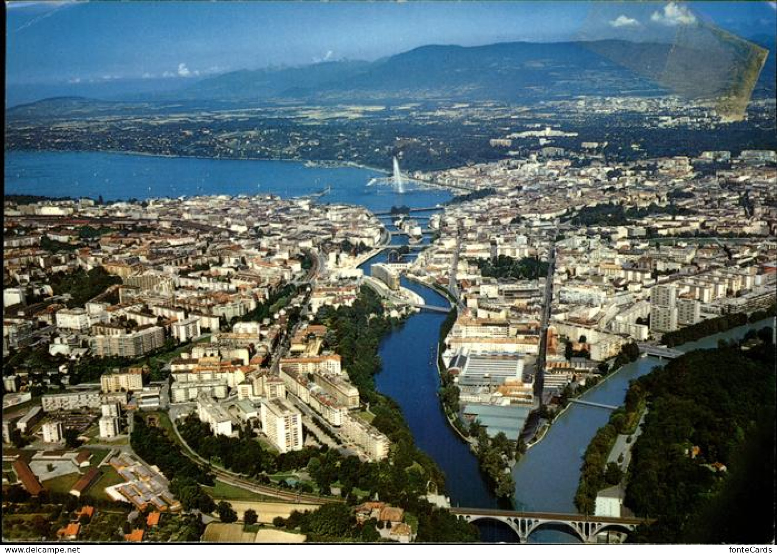 11451620 Geneve GE Jonction Du Rhone Et De L'Arve Pont Lac Leman Vue Aerienne Ge - Andere & Zonder Classificatie