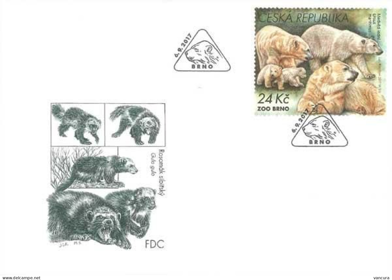 FDC 938 Czech Republic Zoological Gardens II 2017 Polar Bear Wolwerine - Orsi