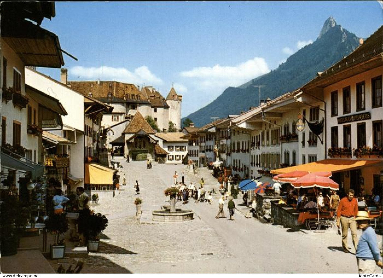 11451583 Gruyeres FR Dorfpartie Brunnen Turm Gruyeres - Sonstige & Ohne Zuordnung