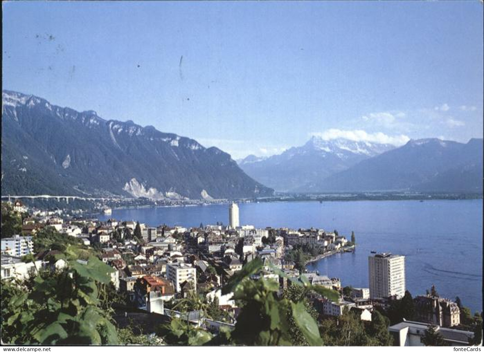 11439194 Montreux VD Panorama Mit Genfersee Alpen Montreux - Andere & Zonder Classificatie