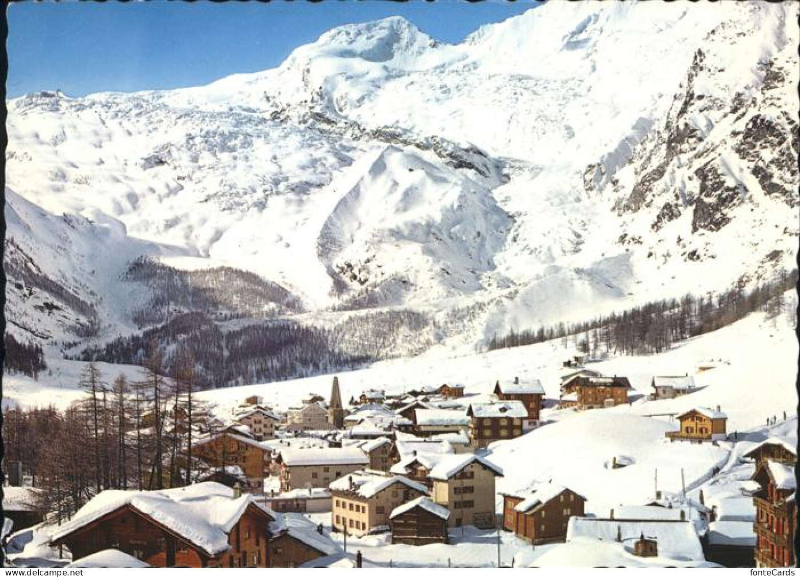 11439183 Saas-Fee Panorama Im Schnee Mit Alphubel Feegletscher Laengfluh Saas-Fe - Autres & Non Classés