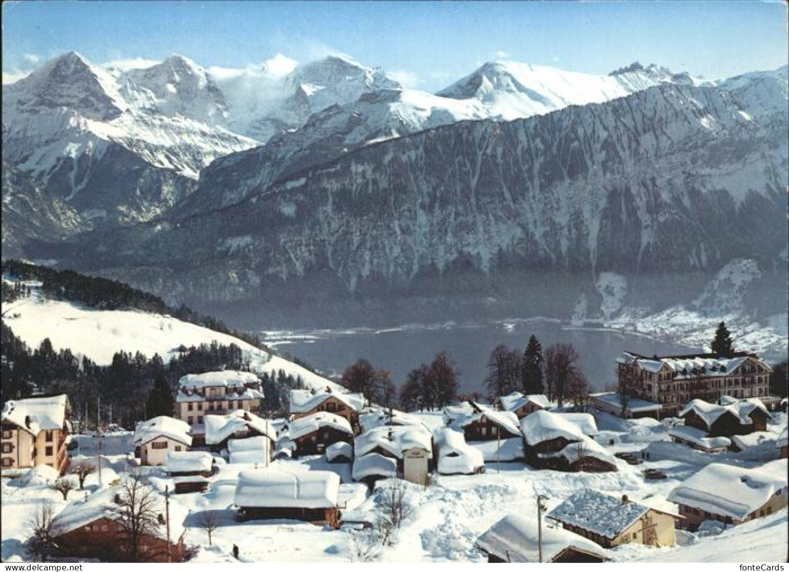 11439181 Beatenberg Panorama Im Schnee Thunersee Eiger Moench Jungfrau Beatenber - Autres & Non Classés