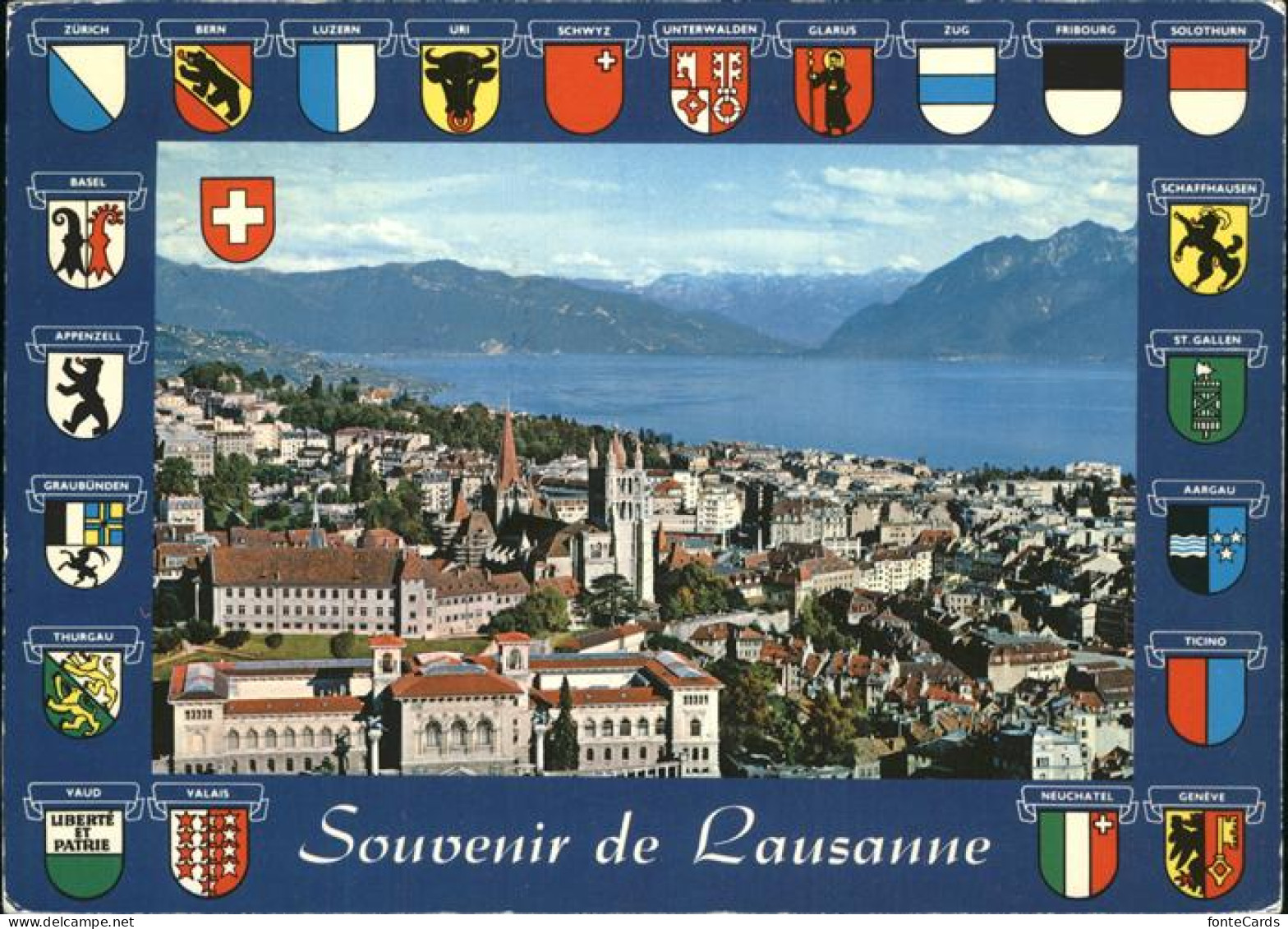 11439090 Lausanne VD Fliegeraufnahme Panorama Mit Genfersee Wappen Lausanne - Autres & Non Classés