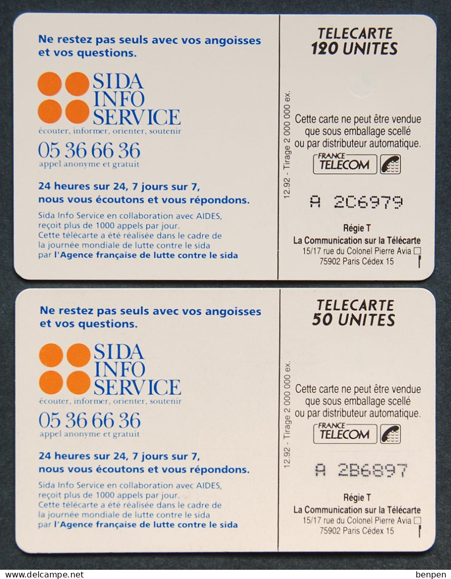 Télécartes Journée Mondiale Lutte Contre Le SIDA 1992 Bernard Kouchner Angoisses Questions 50U 120U France Telecom - Zonder Classificatie