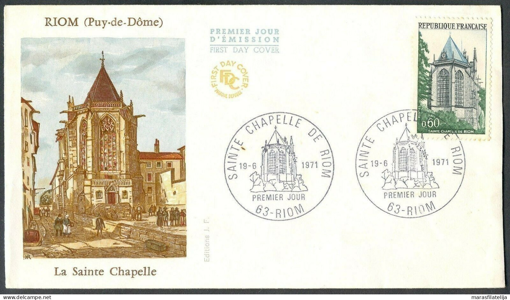 France 1971, Riom, La Sainte Chapelle, Nice FDC - Autres & Non Classés