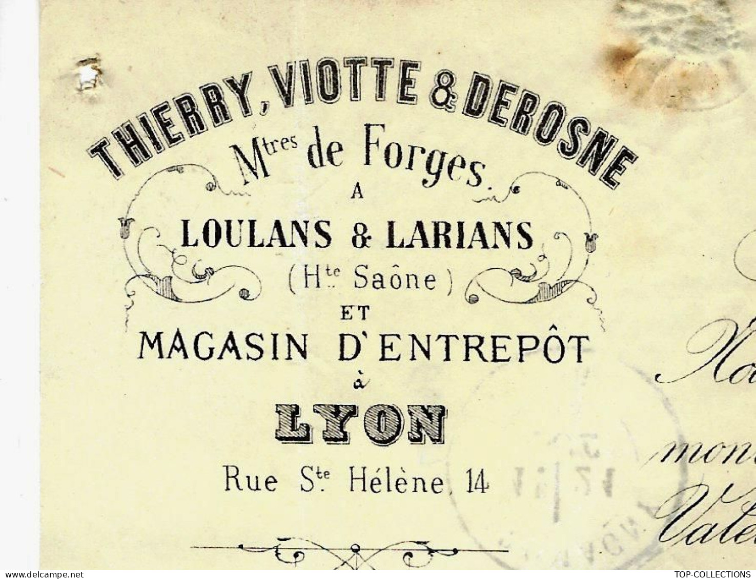 1873 Thierry Viotte & Derosne Maitres De Forges  Loulans Et Larians Haute Saone) > Bredmestre à Giromagny Haut Rhin - 1800 – 1899