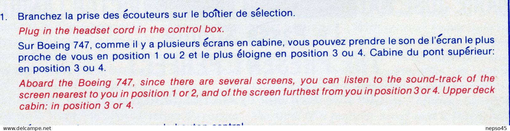 Air France.Programme De Films Projetés Pendant Le Vol.inflight Motion Pictures.Film " Le Passé Simple " Marie José Nat. - Andere & Zonder Classificatie