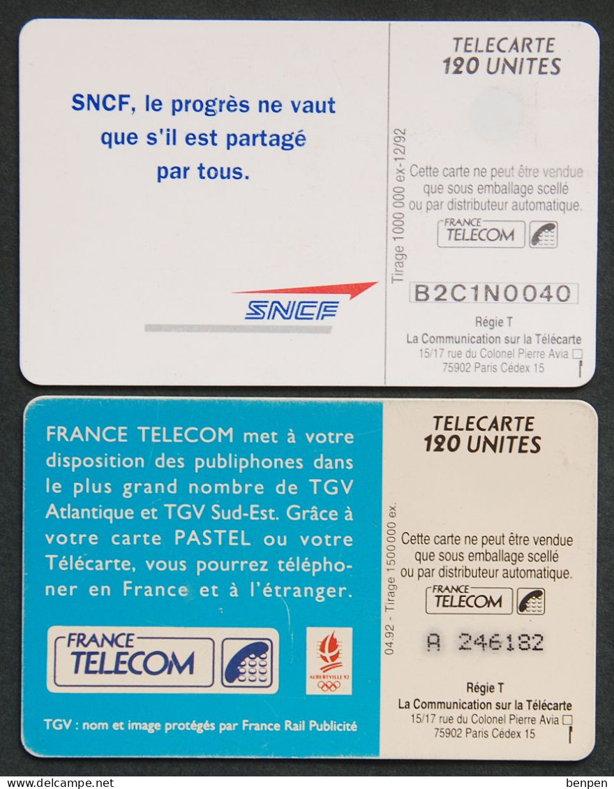 Télécartes SNCF 1992 Téléphone Dans Le TGV 120U Albertville 1992 Progrès Partagé France Telecom - Zonder Classificatie
