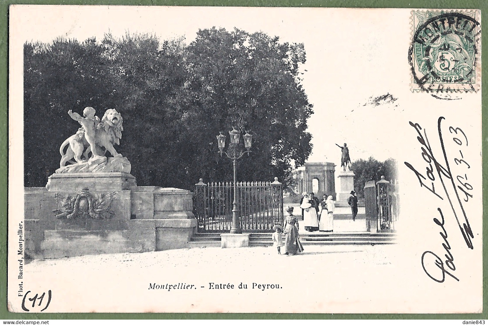 CPA Dos Précurseur - HÉRAULT - MONTPELLIER - ENTRÉE DU PEYROU - Animation - Andere & Zonder Classificatie