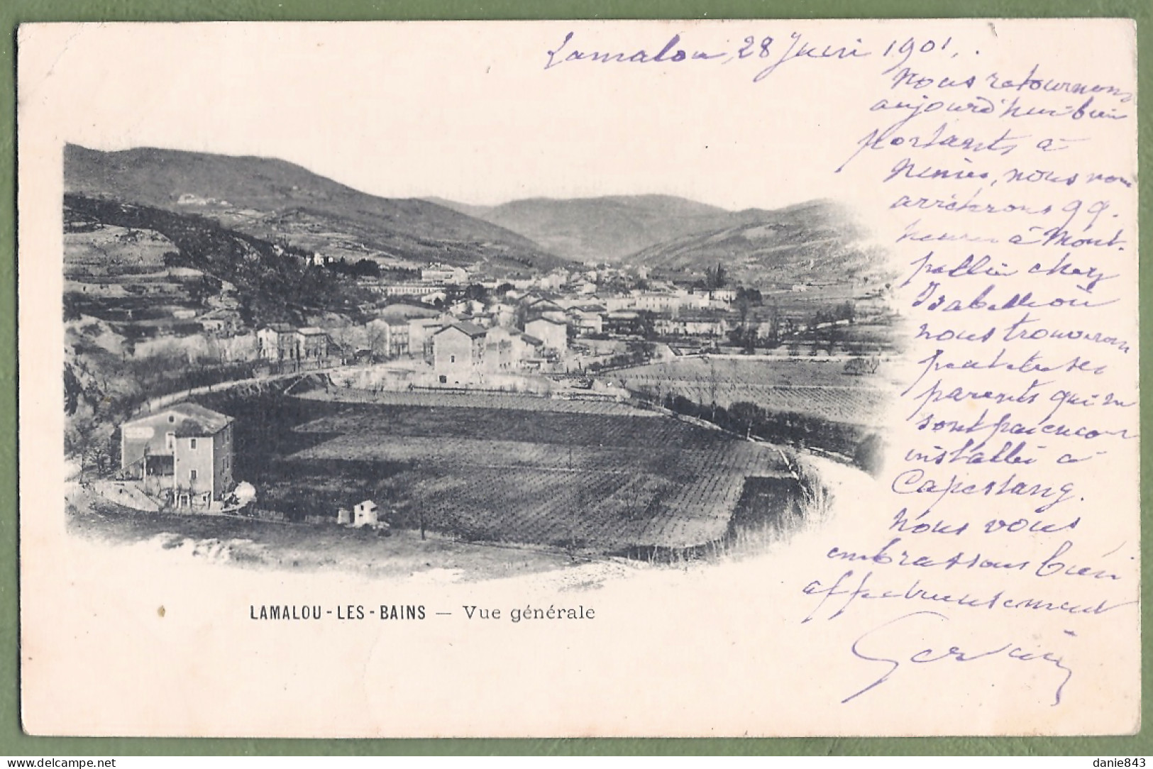 CPA Dos Précurseur - HÉRAULT - LAMALOU LES BAINS - VUE GÉNÉRALE - Lamalou Les Bains