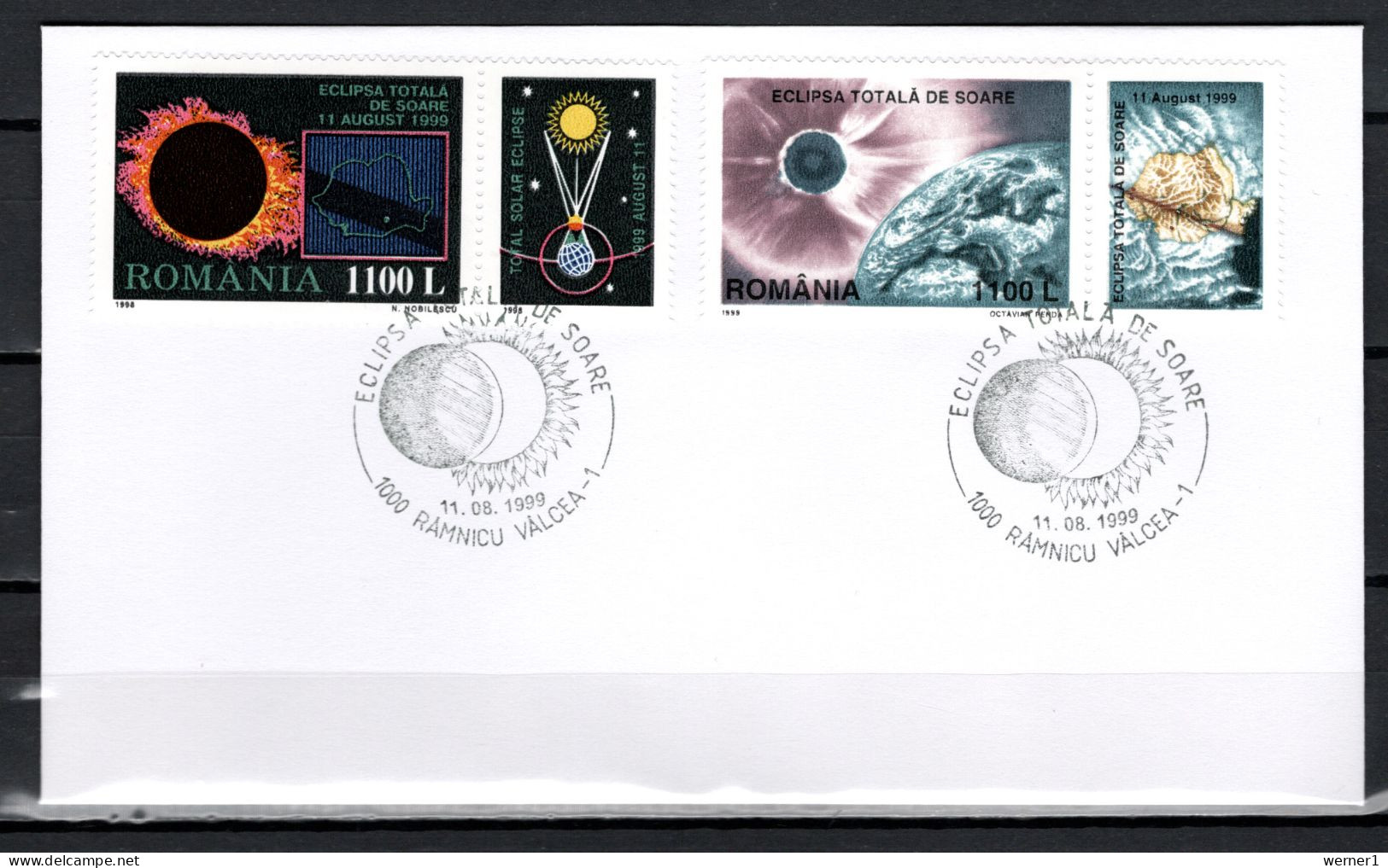 Romania 1999 Space, Total Eclipse Commemorative Cover - Europa